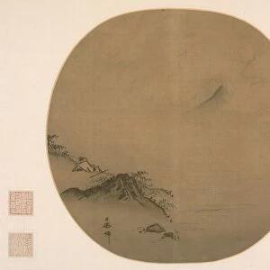 Scholar Reclining and Watching Rising Clouds, Poem by Wang Wei, 1225-75. Creator: Ma Lin (Chinese