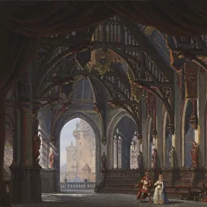 Set design for Opera Tannhauser by Richard Wagner. Paris, Theatre de l Opera-Le Peletier, 13. 03. 1861