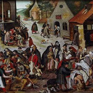 The Seven Works of Mercy. Artist: Brueghel, Pieter, the Younger (1564-1638)