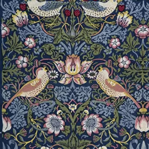Strawberry Thief. Decorative fabric, 1883. Creator: Morris, William (1834-1896)