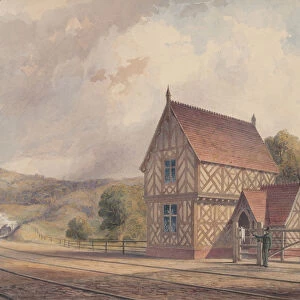 Tudor Style Rural Train Station and Railroad Crossing, 1844-77