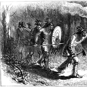 Tuscarora Indians tracking fugitives, late 17th-early 18th century (c1880)