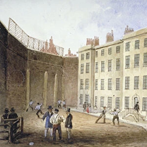 View of Fleet Prison from the tennis ground, City of London, 1845