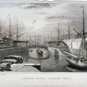 View of London Docks looking west, Wapping, 1831. Artist: MJ Starling