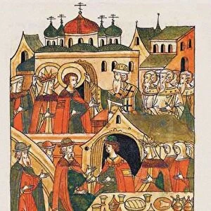 The Wedding of Grand Prince Vasili III Ivanovich of Moscow (From the Illuminated Compiled Chronicle) Artist: Anonymous