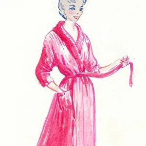 Woman in pink dressing gown, c1950. Creator: Shirley Markham