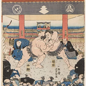Wrestling match Koyonagi vs Kaganiiva, 1850s