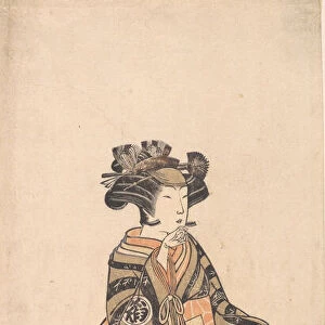 Yoshizawa Iroha as a Woman (Tomoe Gozen?) Standing on the Bank, 1774 or 1775. Creator: Shunsho