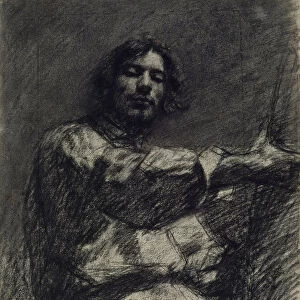 Young Man Sitting, Study. (Self-Portrait At the Easel), c. 1847. Artist: Courbet