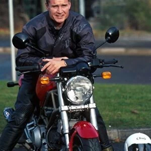 David Coulthard and his Ducati Motorbike
