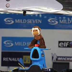 Formula One World Championship: A cheeky monkey on the Renault R26 of Fernando Alonso Renault