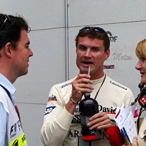Formula One World Championship: James Allen ITV-F1 Commentator with David Coulthard McLaren and Louise Goodman ITV-F1 Pit Lane Reporter