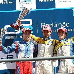 GP2 Series: Podium: Second place finisher Sergio Perez Telmex Arden International, race winner Luca Filippi Super Nova Racing and third place