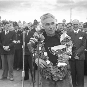 Piero Taruffi says a few words after the race: 1952 British Grand Prix