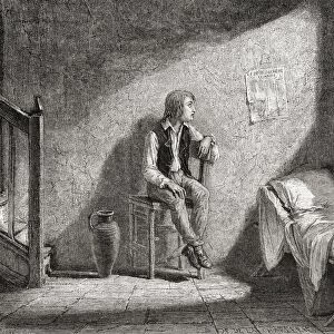 The Dauphin In The Temple Prison. Louis Xvii(Louis Charles), 1785-1795?, Titular King Of France (1793-95), Known In Popular Legend As The Lost Dauphin. Engraved By Meyer-Heine After De La Charlerie. From Histoire De La Revolution Francaise By Louis Blanc