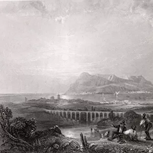 Gibraltar Seen From Algeciras. 19Th Century Print Drawn From Nature By Lieutenant H. E. Allen (Royal Engineers). Engraved By C. Bentley