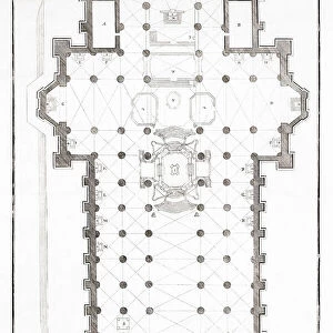 Ground plan of the Duomo, or Cathedral, Milan, Italy. After an 18th century print by Marc Antonio dal Re