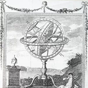 Illustration depicting an armillary sphere, 16th century