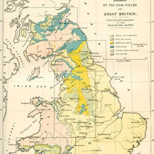 Map Showing The Coalfields Of Great Britain In The 19th Century. From The National Encyclopaedia, Published C. 1890