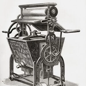 R. Hornsby and Sons washing, wringing and mangling machine. From A Concise History of The International Exhibition of 1862, published 1862