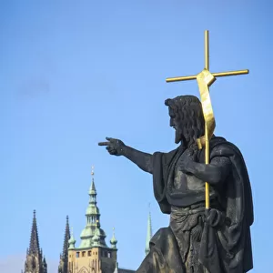 St. John the Baptist sculpture on Charles Bridge, Prague, Czech Republic