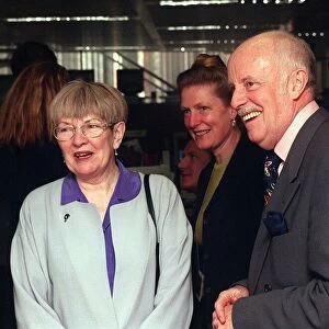 Actor Richard Wilson with Margaret Prosser and Jocylin Hillman at the Labour Party