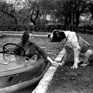 Alfieri. St. Bernard with girl and motor boat. 16th April 1933
