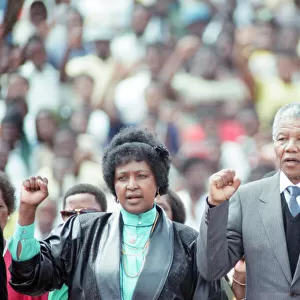 ANC leader Nelson Mandela with his wife Winnie in Soweto, Johannesburg