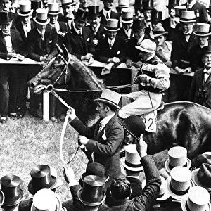 April the Fifth with jockey F Lane wins The Derby in 1932 led in by Tom Walls