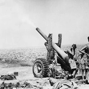 British gunners on the Catania front in Sicily. 17th August 1943