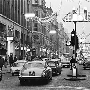 Christmas lights in Regents Street, London, Sunday 1st December 1968
