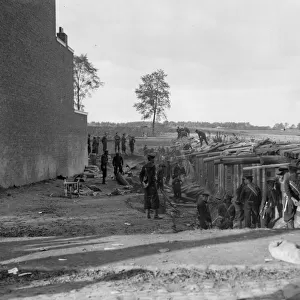 Earthwork defences and bomb proof shelters being built by the Belgians