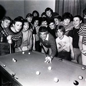 Frankie Vaughan with boys at Lochfield Community Centre 1968 Easterhouse playing pool