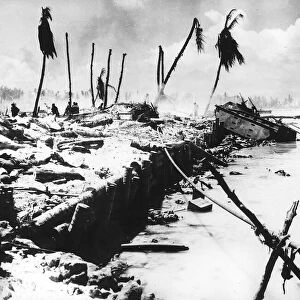 Lagoon after battle for Tarawa Island in the Pacific 1944