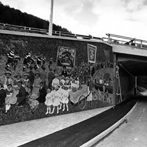 Part of the mural on the wall of one of the bridges for the new Risca by-pass road