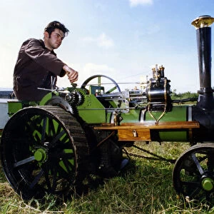 Philip Doran of Newton Aycliffe, with his miniature Burrell traction engine in action