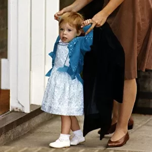 Princess Eugenie walking with her nanny on Princess Beatrces first day at school