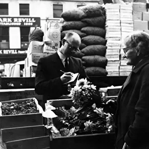 Queen Square Market, Liverpool, 28th September 1960. Mrs Janet Bigmore has worked in