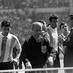 Rattin of Argentina argues with officials in World Cup 1966 quarter finals against