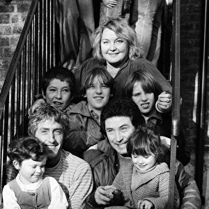 Roger Daltrey and Kenney Jones of the Who rock group visit Chiswick Family Rescue Home