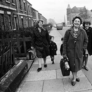 Rose Blair (centre) of Elswick Row, Newcastle. April 1967