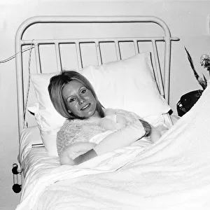 Suzanna Leigh Actress in bed in a Harley Street Clinic after falling off a motorbike at