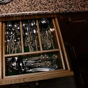 Uri Geller Drawer in his kitchen full of Gold and Silver Cutlery dbase
