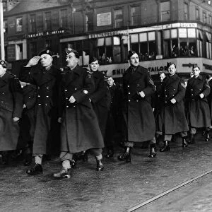 World War Two - Home Guard stand down parade in Princes Street Edinburgh December 1944