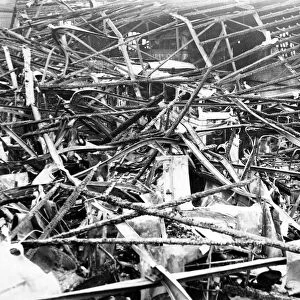 Wreckage following an air raid attack in South Wales. Circa 1941