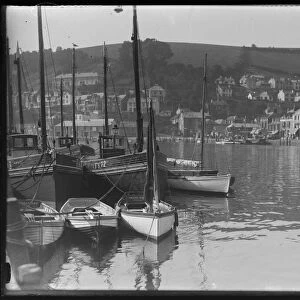 West Looe with luggers & boats moored at East Looe Quay
