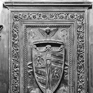 The coat-of-arms of Federico da Montefeltro, Duke of Urbino, originally located in the staircase of the Ducal Palace of Urbino, actually conserved near the National Gallery of the Marche