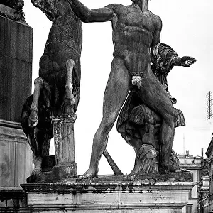 Dioscuro, detail of the sculptural group representing Castor and Pollux with horses. The work is a Roman copy of Greek originals and is part of the Fountain of Monte Cavallo in Rome