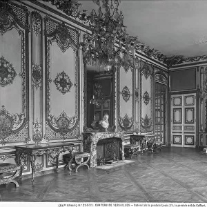 The Room of the Clock: room in the Palace of Versailles named for its clock, designed by Passement, now preserved