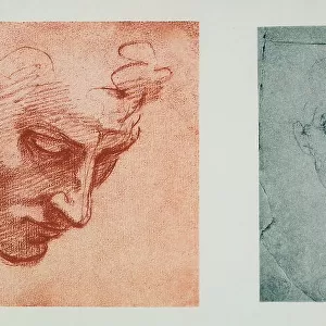 Front view of a face, and one in profile; drawings by Michelangelo. Casa Buonarroti, Florence